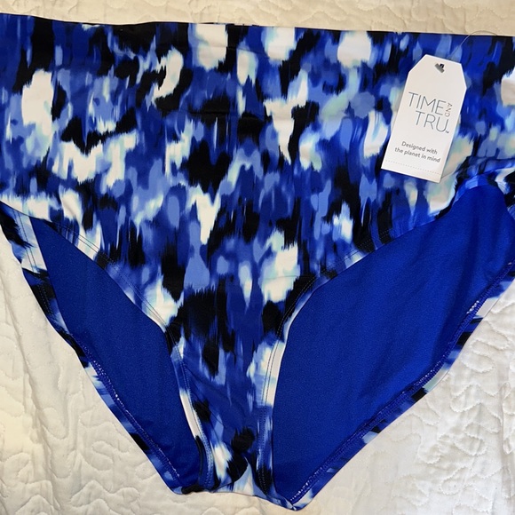 Time and Tru Women's Plus Size Tie Dye Foldover Swim 2X - Picture 4 of 5
